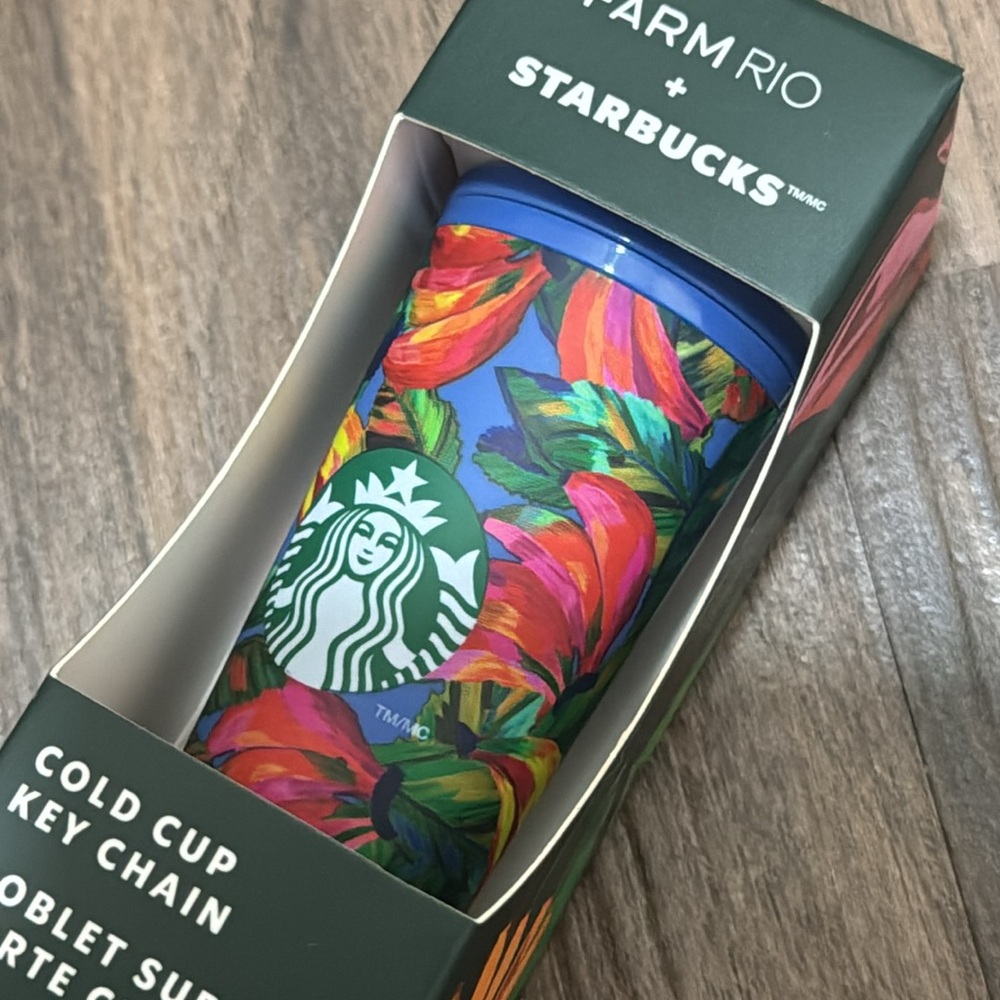 FARM Rio Starbucks Cold Cup Key Chain - Blue and Red